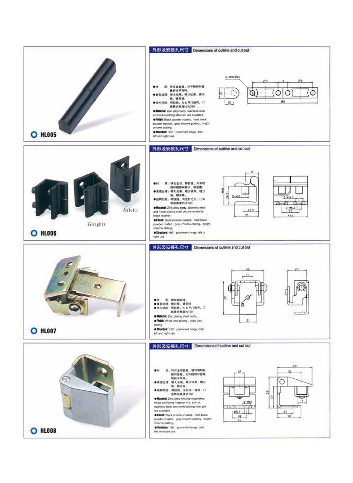 Bisagra 120* izq negro 2*LARGO*M1