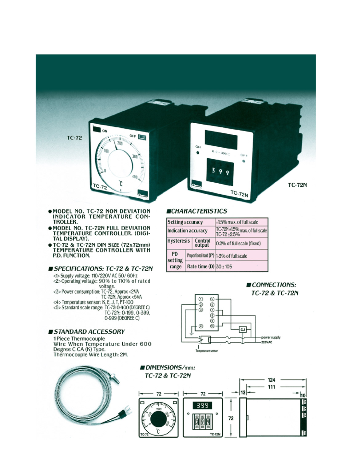 Termocupla tipo-j con térmico-cerra