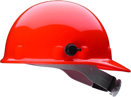Casco plástico naranja con tu